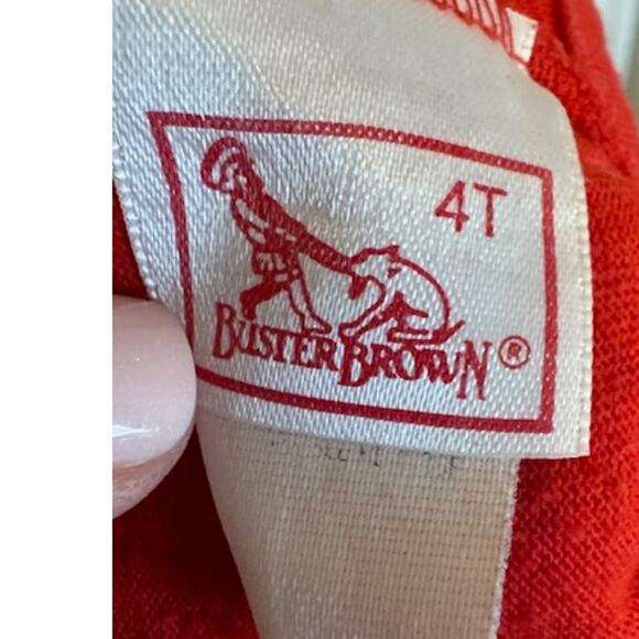 RARE Vintage Buster Brown Girls Red Tea Cup Button Shirt 4T - Picture 6 of 7